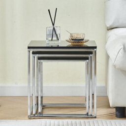 Aspect Furniture Murano Gloss Set Of 3 Nesting Tables,black - thumbnail 2