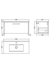 Hudson Reed Juno Wall Hung Single Soft Close Drawer Vanity Unit With Minimalist Basin In Autumn Oak Finish, 800mm - thumbnail 6