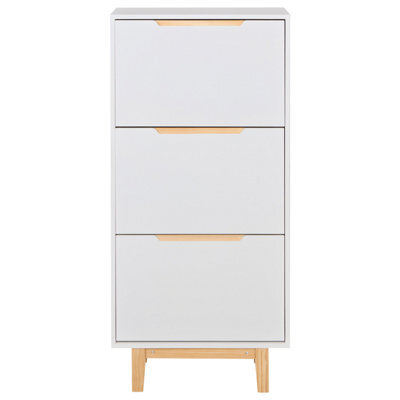 Wyld and Coco Novahome White Mdf Three-Compartment Wall-Mounted Shoe Storage Cabinet, W60 X D24 X H128Cm - image 1