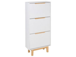 Wyld and Coco Novahome White Mdf Three-Compartment Wall-Mounted Shoe Storage Cabinet, W60 X D24 X H128Cm - thumbnail 3