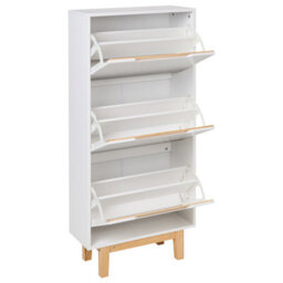 Wyld and Coco Novahome White Mdf Three-Compartment Wall-Mounted Shoe Storage Cabinet, W60 X D24 X H128Cm - thumbnail 5