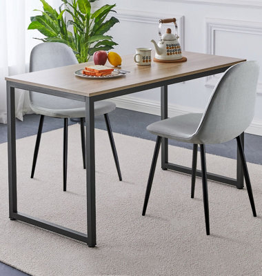 Hallowood Furniture Kempley Fixed Top Dining Table Set With 2 Light Grey Fabric Chairs - image 1