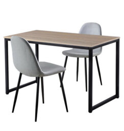 Hallowood Furniture Kempley Fixed Top Dining Table Set With 2 Light Grey Fabric Chairs - thumbnail 8