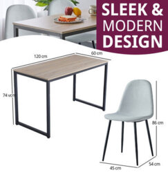 Hallowood Furniture Kempley Fixed Top Dining Table Set With 2 Light Grey Fabric Chairs - thumbnail 3