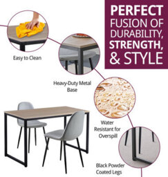 Hallowood Furniture Kempley Fixed Top Dining Table Set With 2 Light Grey Fabric Chairs - thumbnail 2
