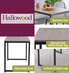 Hallowood Furniture Kempley Fixed Top Dining Table Set With 2 Light Grey Fabric Chairs - thumbnail 4