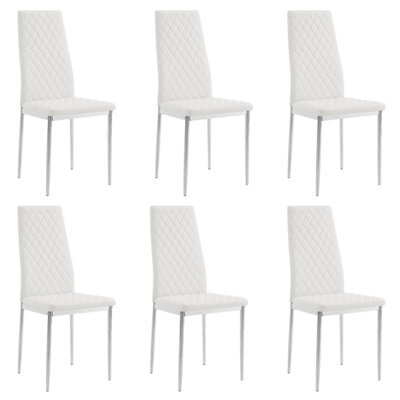 Home Detail Sona Faux Leather Dining Chair Set Of 6, White With Silver Legs - image 1