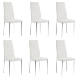 Home Detail Sona Faux Leather Dining Chair Set Of 6, White With Silver Legs