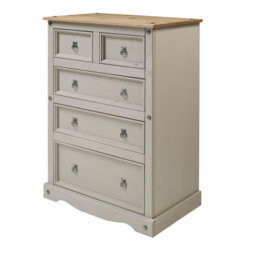Mercers Furniture Corona Grey Wax Compact 2+3 Chest Of 5 Drawers Solid Pine With Mexican Styling - thumbnail 2