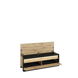 Arte Quant 04 Hallway Bench In Oak Artisan & Black - 1350mm X 490mm X 400mm - Modern Elegance With Led Accent - thumbnail 2