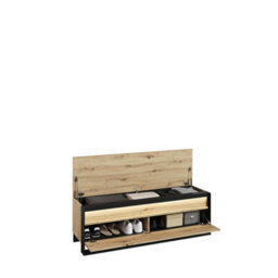 Arte Quant 04 Hallway Bench In Oak Artisan & Black - 1350mm X 490mm X 400mm - Modern Elegance With Led Accent - thumbnail 3