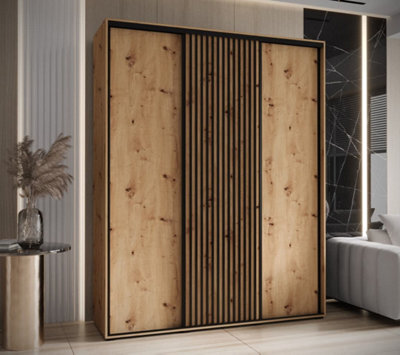 Arte Timeless  Sapporo Sliding Door Wardrobe In Oak Artisan - (H)2050mm (W)1900mm (D)600mm - image 1