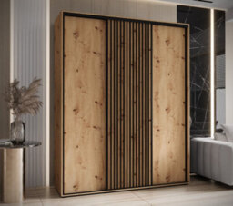 Arte Timeless  Sapporo Sliding Door Wardrobe In Oak Artisan - (H)2050mm (W)1900mm (D)600mm - thumbnail 1