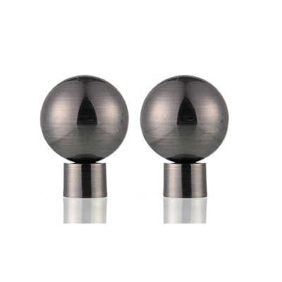 Lister Cartwright 19mm Curtain Pole Ends Finials Pack Of 2 Adjustable Screws Available In Colours Black Nickel (Metal Ball Finials)