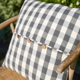 Dibor Grey Gingham Buttoned Summer Outdoor Garden Chair Bench Cushion - thumbnail 3