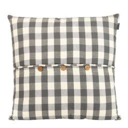 Dibor Grey Gingham Buttoned Summer Outdoor Garden Chair Bench Cushion - thumbnail 2