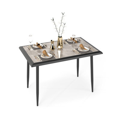 Gainoom Grey Sintered Stone Dining Table 44Inch Rectangular Kitchen Table - image 1