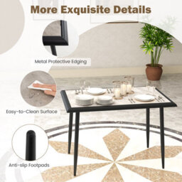 Gainoom Grey Sintered Stone Dining Table 44Inch Rectangular Kitchen Table - thumbnail 7