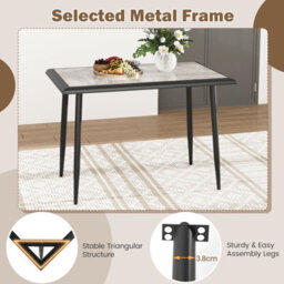 Gainoom Grey Sintered Stone Dining Table 44Inch Rectangular Kitchen Table - thumbnail 4