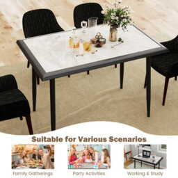 Gainoom Grey Sintered Stone Dining Table 44Inch Rectangular Kitchen Table - thumbnail 6