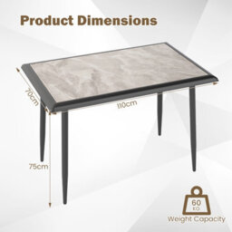 Gainoom Grey Sintered Stone Dining Table 44Inch Rectangular Kitchen Table - thumbnail 2