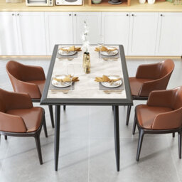 Gainoom Grey Sintered Stone Dining Table 44Inch Rectangular Kitchen Table - thumbnail 9