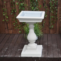 Classic Sandstone Birdbath With Square Top - thumbnail 1