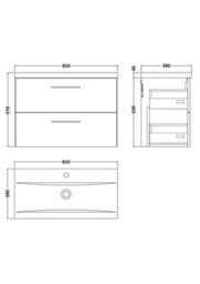 Balterley Contemporary Bathroom Wall Hung 2 Soft-Close Drawer Vanity Unit & Mid-Edge Ceramic Basin, Bleached Oak, 800 mm - thumbnail 5