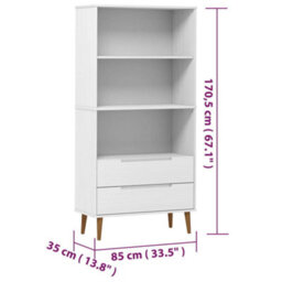 Vidaxl Bookcase Molde White 85X35X170,5 Cm Solid Wood Pine - thumbnail 8
