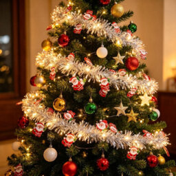 Amorly 9.8 Feet 30Led Christmas Tinsel Garland Christmas Garland Tree Decorations, 2 Modes Fairy Lights For Christmas Holiday Decor - thumbnail 1