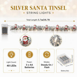 Amorly 9.8 Feet 30Led Christmas Tinsel Garland Christmas Garland Tree Decorations, 2 Modes Fairy Lights For Christmas Holiday Decor - thumbnail 4