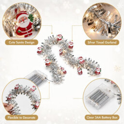 Amorly 9.8 Feet 30Led Christmas Tinsel Garland Christmas Garland Tree Decorations, 2 Modes Fairy Lights For Christmas Holiday Decor - thumbnail 6