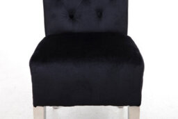 Modernique A Pair Black Velet High Tuffted Lion Knocker Back Dining Chairs With Solid Chrome Legs - thumbnail 5
