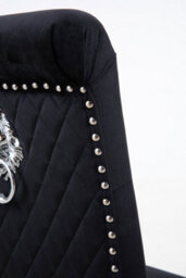 Modernique A Pair Black Velet High Tuffted Lion Knocker Back Dining Chairs With Solid Chrome Legs - thumbnail 6