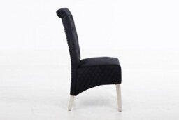 Modernique A Pair Black Velet High Tuffted Lion Knocker Back Dining Chairs With Solid Chrome Legs - thumbnail 2