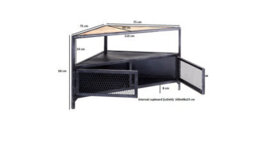 Durian Industrial Upcycled Metal Black And Wood 2 Door With Shelf Corner Tv Media Unit - thumbnail 3