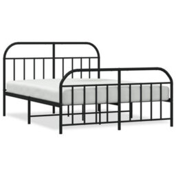 Berkfield Metal Bed Frame With Headboard And Footboard Black 183X213 Cm - thumbnail 2