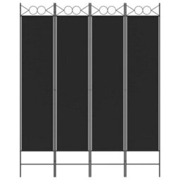 Berkfield Durable 4-Panel Room Divider Black 160X200 Cm Fabric - thumbnail 3