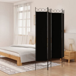 Berkfield Durable 4-Panel Room Divider Black 160X200 Cm Fabric - thumbnail 2