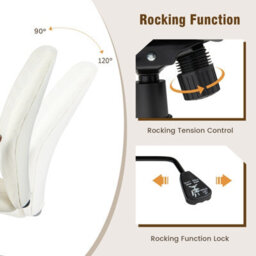Costway Velvet Leisure Chair Adjustable Swivel Home Office Chair Rolling Computer Chair Beige - thumbnail 8