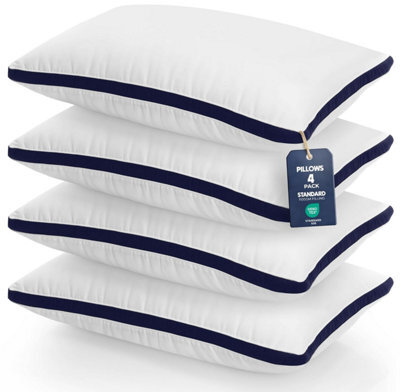 Utopia Bedding Pillows 4 Pack Standard Size, (Navy) Hotel Quality Brushed Fabric, Bed Pillow For Back, Stomach Or Side Sleepers