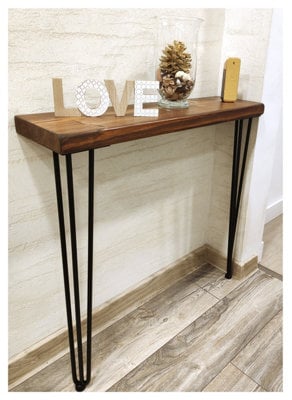 Moderix Rustic Console Table 225mm Hairpin 3R 1016mm Walnut Length Of 120Cm - image 1