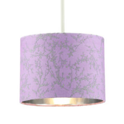 Happy Homewares Modern Soft Lilac Cotton Fabric 10 Shade With Silver Foil Floral Decoration - thumbnail 2