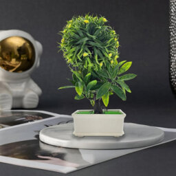 Pack 2 Artificial Bonsai Tree Small Pot Plants Brown Flowers Japanese Pine Bonsai Plant For Home Decoration - thumbnail 3