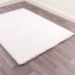 Luxe Faux Fur Ivory Plain Shaggy Stain Resistant Easy To Clean Rug For Bedroom Living & Dining Room-60Cm X 100Cm - thumbnail 2