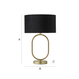 Valuelights Antonia Black Velvet Drum Lamp Shade Brushed Gold Oval Table Lamp With Led Bulb - thumbnail 8