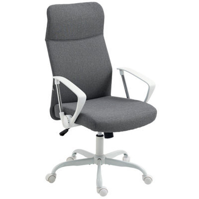 Grey Home Office Chair, High Back Fabric Desk Chair With Swivel Wheels - image 1