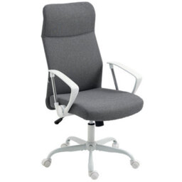 Grey Home Office Chair, High Back Fabric Desk Chair With Swivel Wheels - thumbnail 1