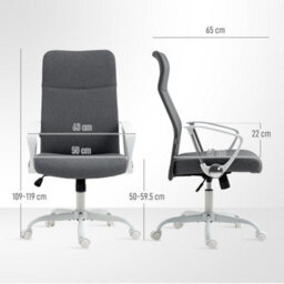 Grey Home Office Chair, High Back Fabric Desk Chair With Swivel Wheels - thumbnail 2
