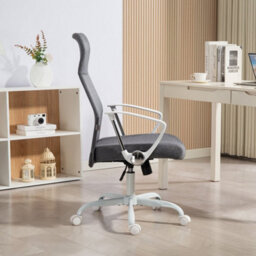 Grey Home Office Chair, High Back Fabric Desk Chair With Swivel Wheels - thumbnail 6